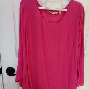 Soft Surroundings layered blouse, fuschia, PXL